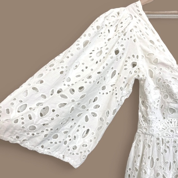 ASOS EDITION Twist Front Eyelet Lace Midi Dress White - Picture 8 of 11